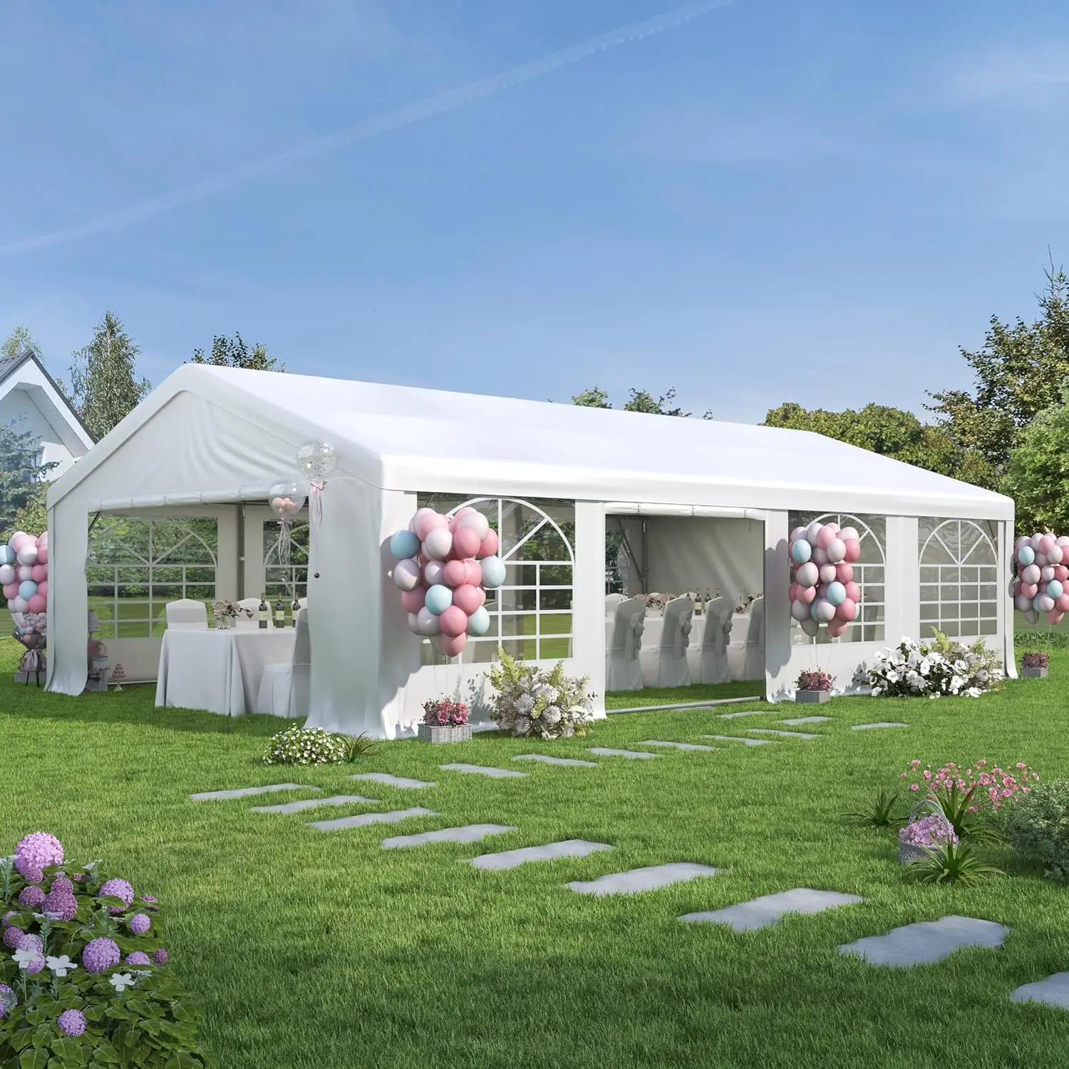 

20'x30' Party Tent Heavy Duty, Large Wedding Event Tent with Removable Sidewalls & 4 Sand Bags, Event Canopy, Customized