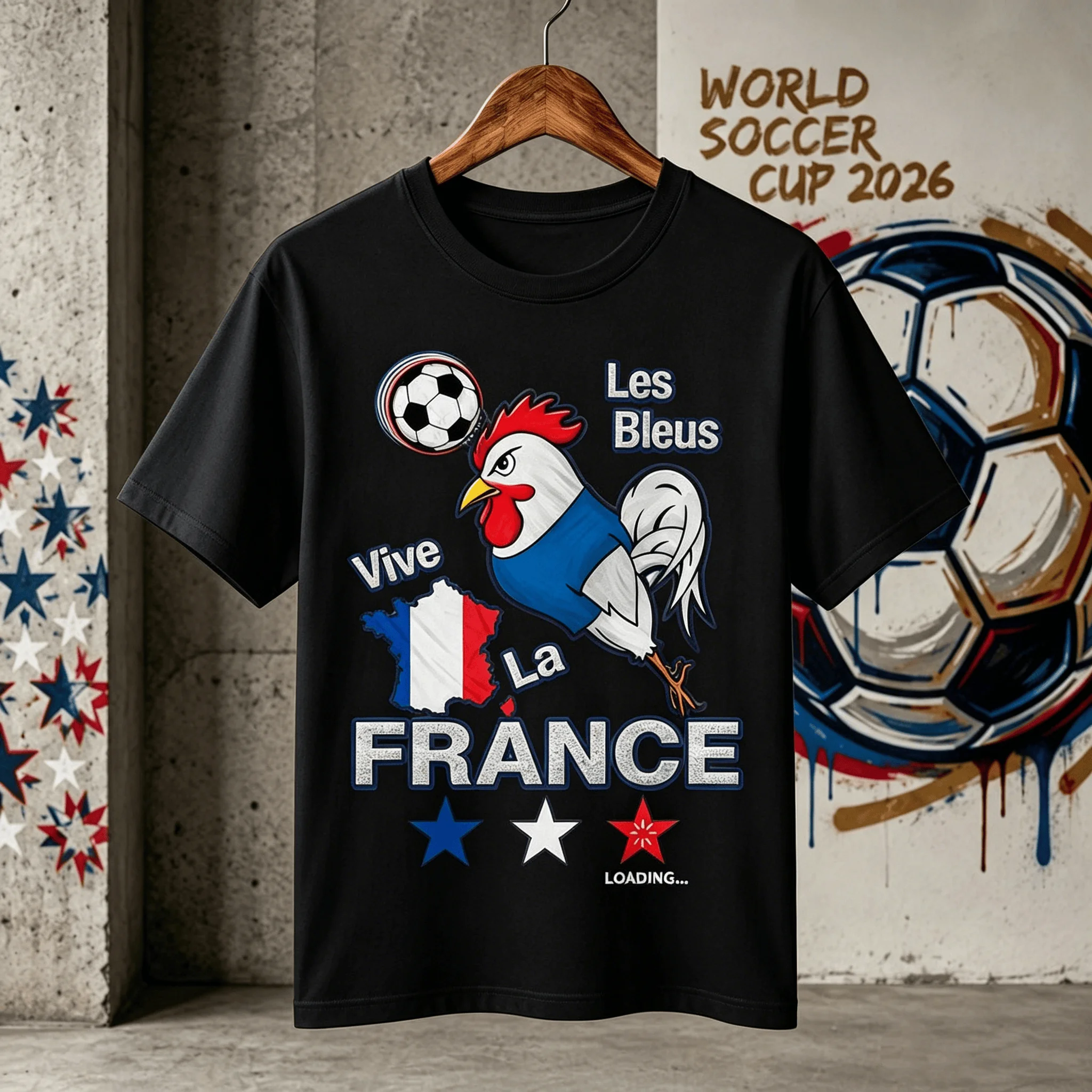 France Soccer Cup T-shirt 2026 Vive France Les Bleus Rooster Football T-shirt 2026 Summer New Men's Women's Cotton T-shirt Y2K view 3