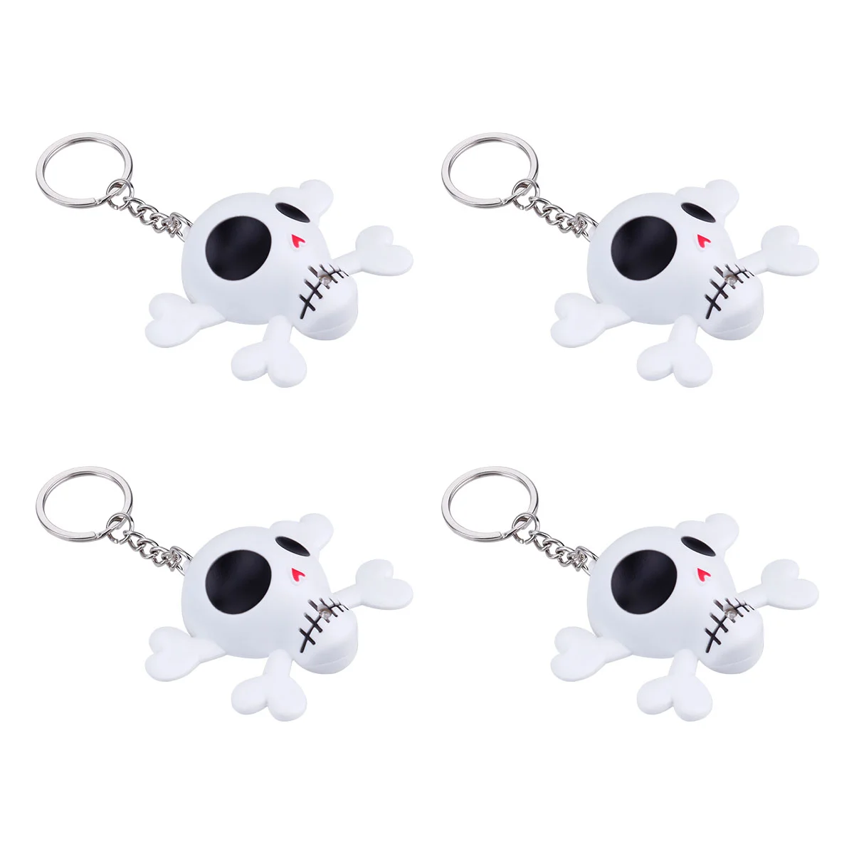 4 Pcs Masculine Decor Halloween Light up and Sound Skull Keychain Creative Keychians Black Iron LED