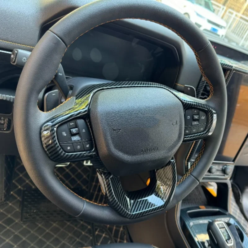

Для Ford Ranger 2024, углеродное волокно, декоративные наклейки на раму рулевого колеса, детали для модификации интерьера