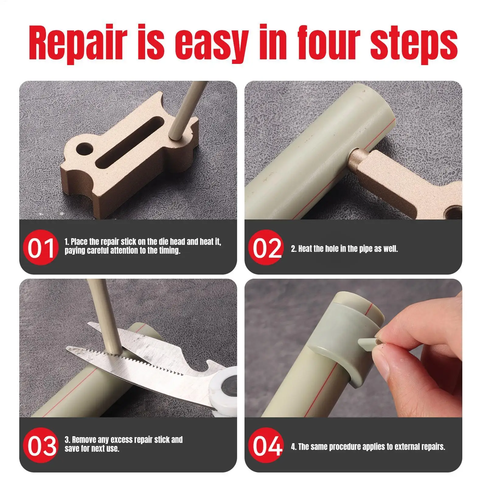 ชุดเครื่องมือซ่อมท่อน้ำรั่วแบบใช้ความร้อน สำหรับงานประปา ซ่อมท่อรั่วอเนกประสงค์ สำหรับบ้าน รถบ้าน ห้องครัว ห้องน้ำ และระบบปรับอากาศ