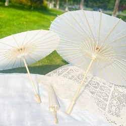 2/4/6/8/10Pcs Wedding Party Paper Parasol Bamboo Umbrella 60/84cm White DIY Chinese Paper Umbrella Bridal Shower Photo Prop