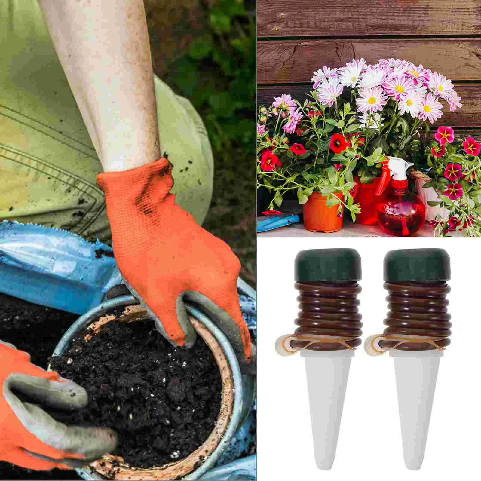 4 pçs estacas de rega automática garrafa planta preguiçoso flor waterer auto dispositivos plantador inserção sistema jardim viagem