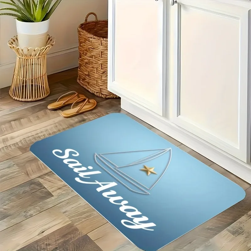 

1PC Sail Away Pattern Kitchen Rug Non-Slip Door Mat Pop design Bathroom Rug Bath Mat Carpet for Home Sink Laundry Decoreeree