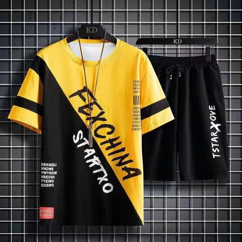 

Suits for men 2026 Summer sweatshirts T-shirt for Men Manga Tops Graffiti Tees Fashion Goth Short Sleeve Tshirt Male Casual suit