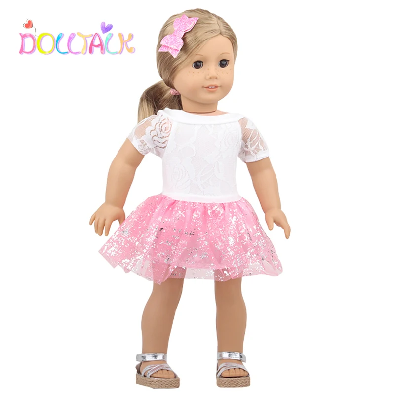 Doll Talk Princess Dress Baby Doll Clothes For 43cm Toy New Born Doll Pleated Skirt Doll Pink Dress Evening Dress