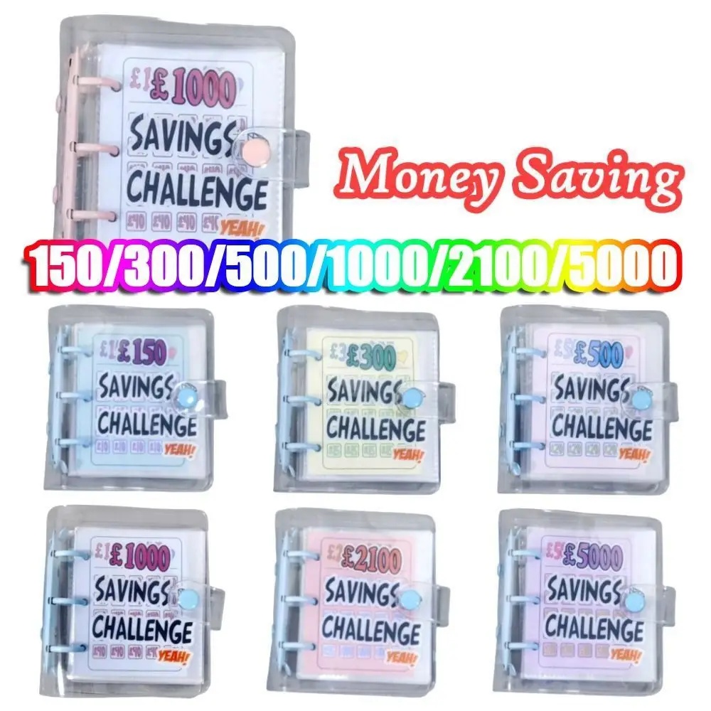 Mini ประหยัดเงิน Binder PVC 150/500/1000/2100/5000 ปอนด์ Mini Budget Binder เงินสดซองแบบพกพา Savings Challenges Book