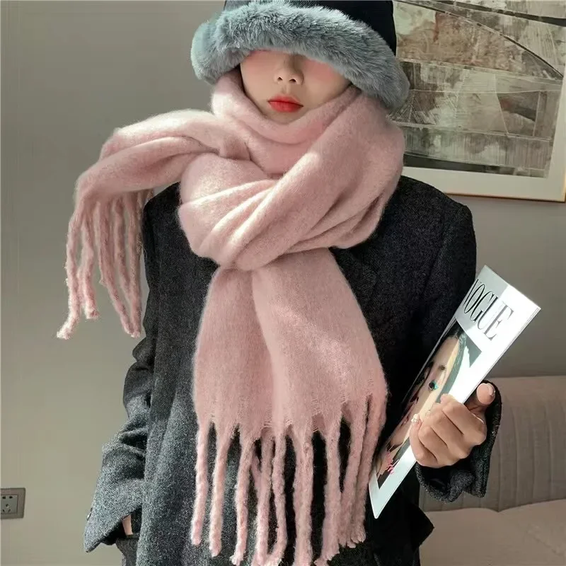 Fashion Luxury Brand Solid Colors Thicken Scarf Women Cashmere Shawls Winter Warm Scarves Soft Pashmina Neckerchief Wrap