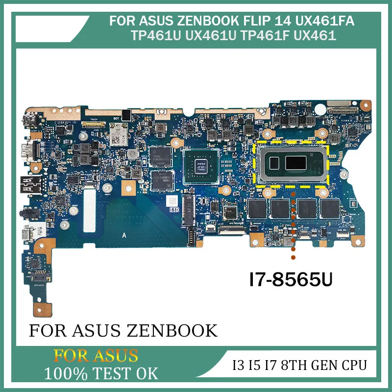 

For ASUS Zenbook Flip 14 UX461FA TP461U Laptop Motherboard UX461FN 8GB/16GB RAM I3 I5 I7 8th Gen CPU VGA HDMI Notebook Mainboard