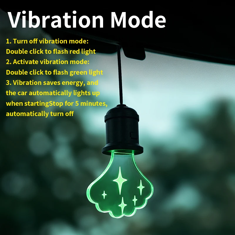 1x RGB Hanging LED Luminous Pendant Light Bulb Design ATV Decoration Retro Lighting UTV VAN RV Rearview Mirror Decoration