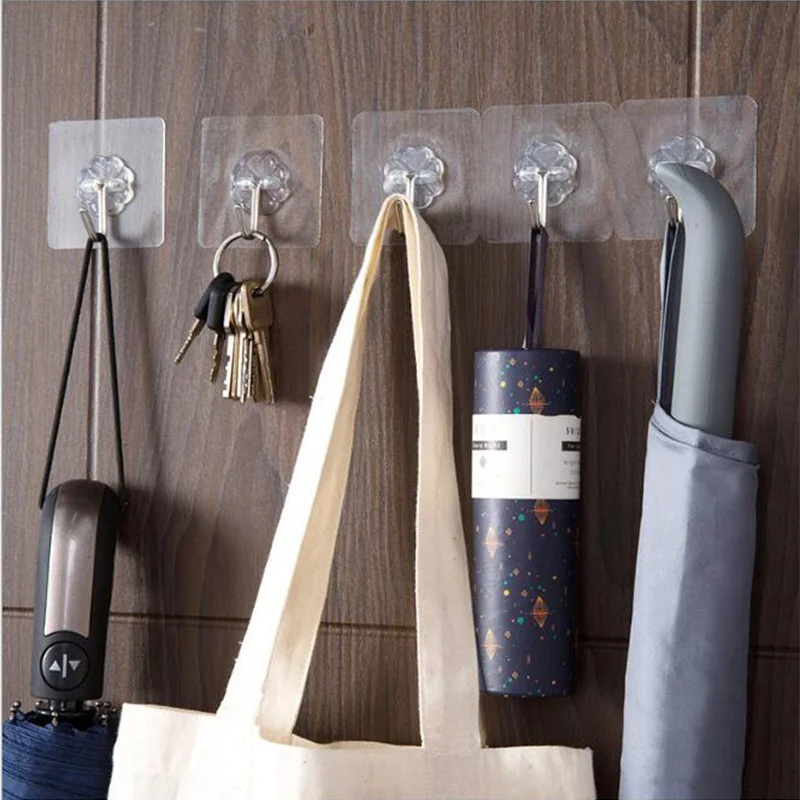 Transparente parede cabide com uma ventosa para o banheiro, cozinha forte, 1pc