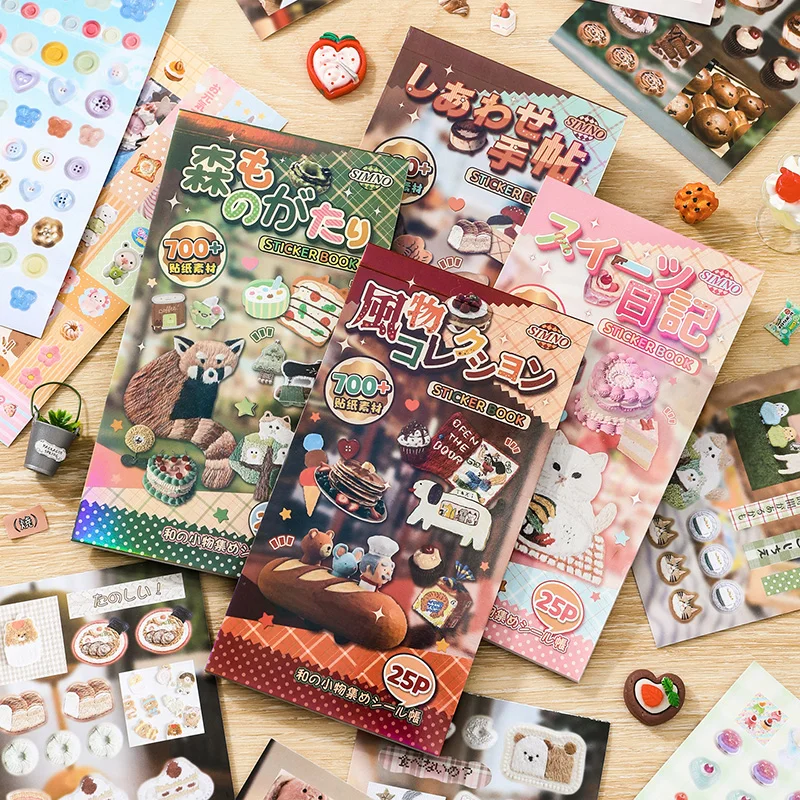 25 Sheets Cute Vintage Stickerbook Retro Stickers for Journal DIY Phone Case Decor Gaka Collage Aesthetic Scrapbooking Supplies