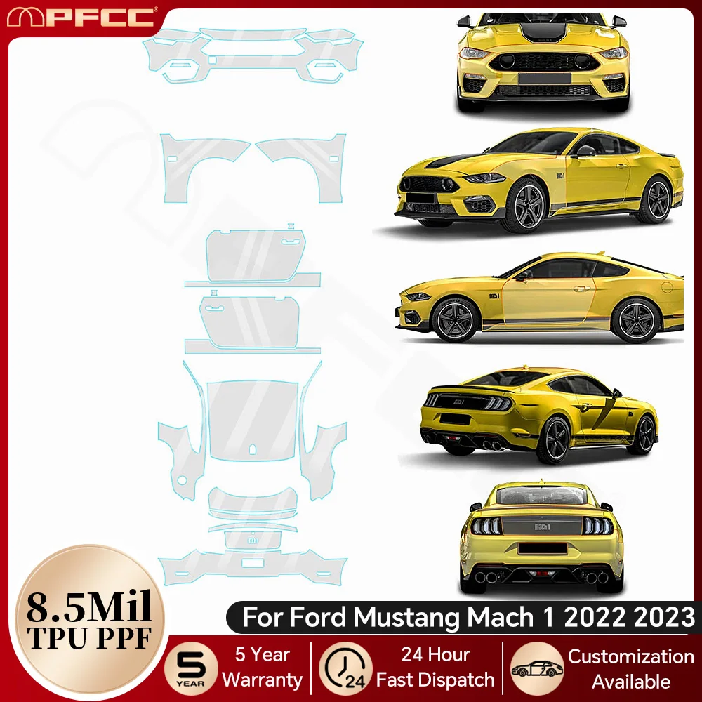 

For Ford Mustang Mach 1 2022 2023 8.5Mil TPU Paint Protection Film Pre-cut PPF Bra Car Body Clear Kit Anti-Scratch Resistant