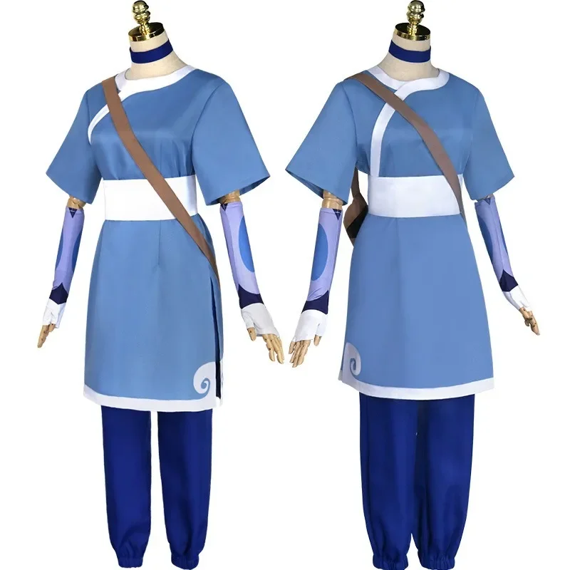 New Anime Avatar The Last Airbender Katara Cosplay Costume for Carnival Halloween Party Tops and Skirts Set Anime Cosplay