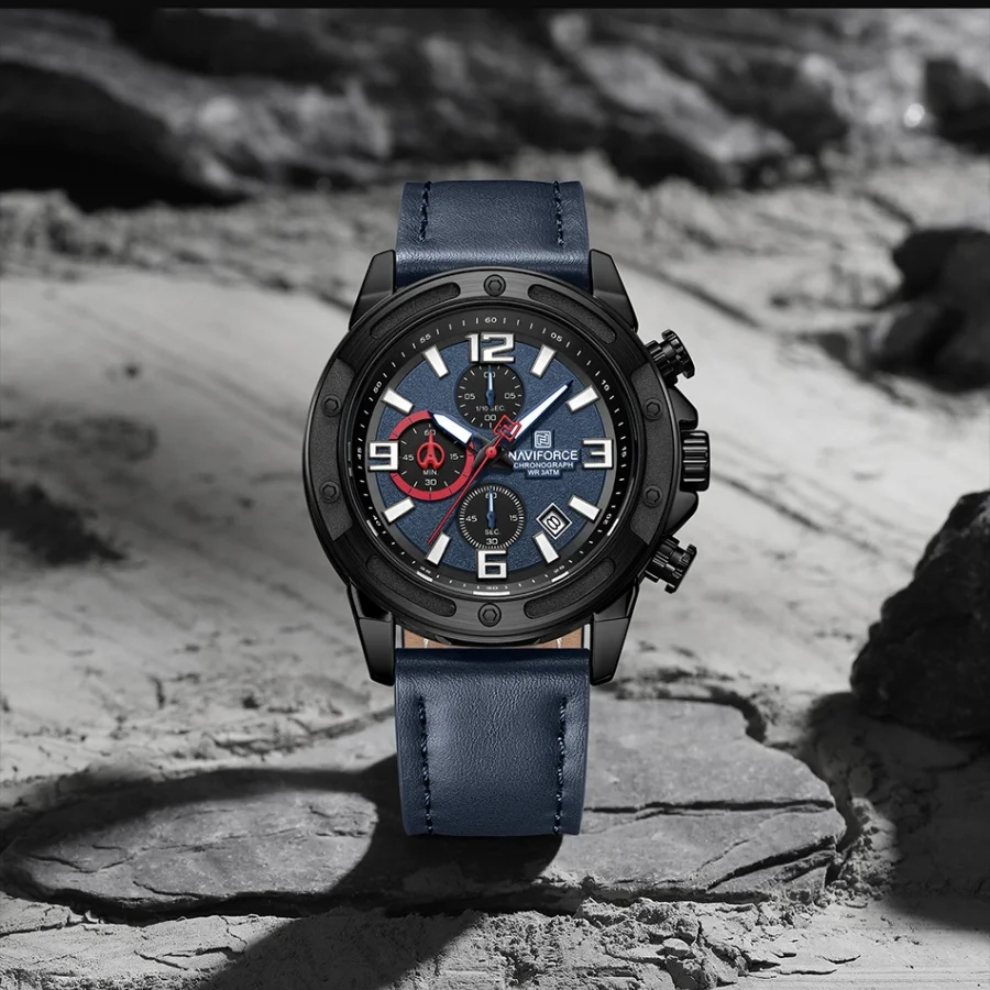 

NAVIFORCE мужские часы бизнес кожаный ремешок часы дисплей многофункциональные водонепроницаемые кварцевые часы с ночником наручные часы для мальчиков