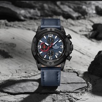 NAVIFORCE Man’s Watch Business Leather Strap Watch Display Multi Functional Waterproof Quartz Timing Night Light Boy Wrist Watch
