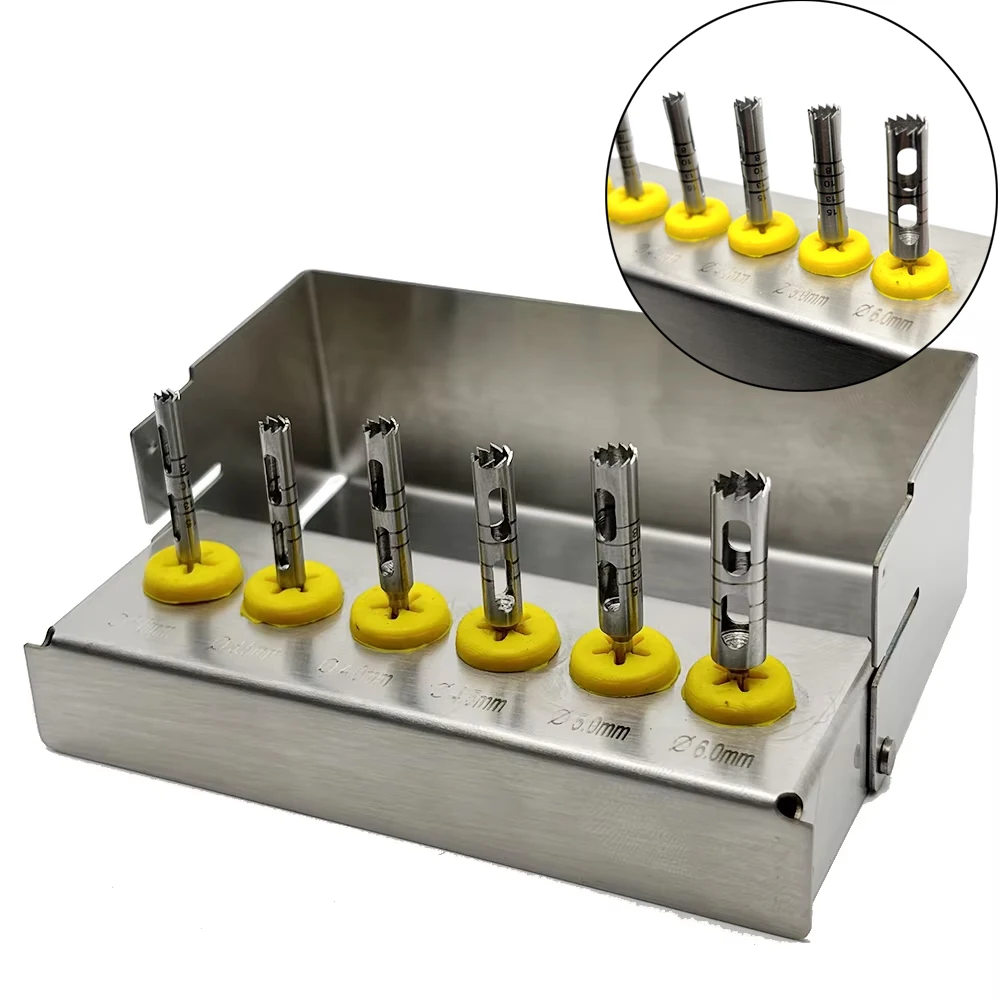 

Dental Implant Tools Drills Kit Implant Long Trephine Bur Drills Surgical Instruments 6Pcs Implant Drills Dental Tools