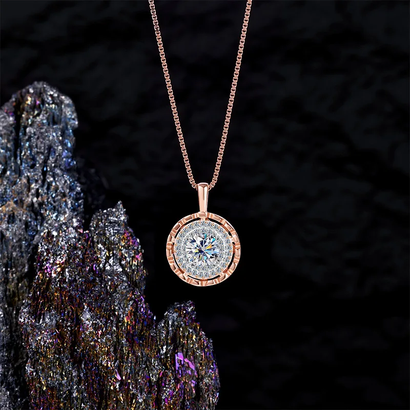 

S925 Sterling Silver Sunflower Necklace with 0.5ct VVS1 Moissanite Full Diamond Daisy Design Jewelry Gift for Christmas