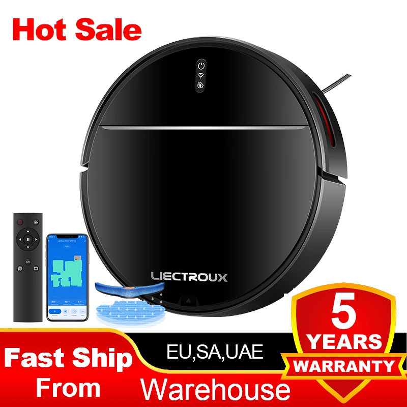 Liectroux M7S Robot Vacuum Cleaner,Smart Dynamic Navigation,4000Pa,Wet Mop,WiFi,Silent,Work with Alexa & Google Home