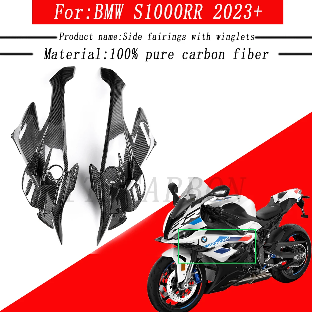 

For BMW S1000RR 2023 Motorcycle Accessories 100% Pure Carbon Fiber Air Deflectors Winglets Side Fairings Panels Parts Kits Cover