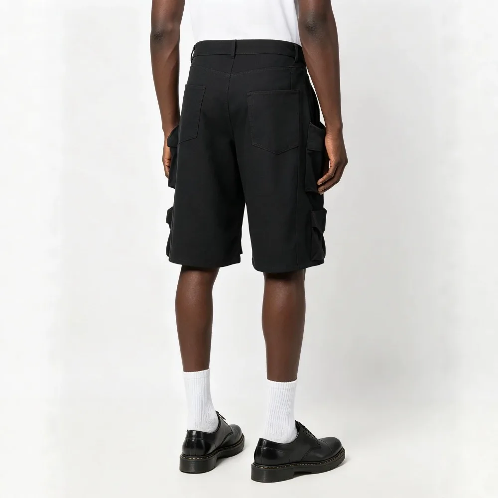 High Street Shorts Men's New Street Style Workwear with Multiple Pockets Zippered Straight Leg Loose Straight Leg Casual Pants
