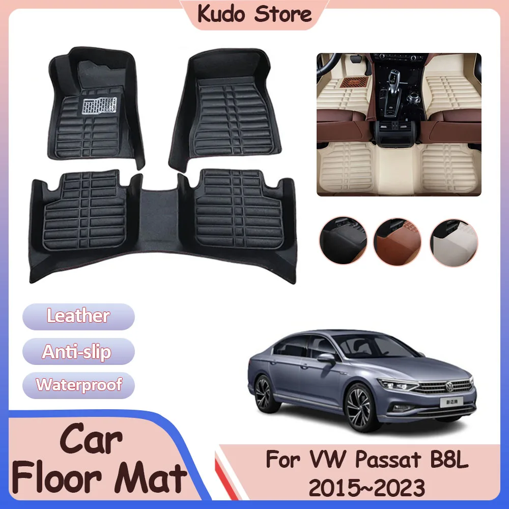 Car Floor Mat for Volkswagen VW Passat B8 B8L 2015~2023 Foot Parts Leather Panel Liner Carpet Custom Pad Rug Interior Accessorie