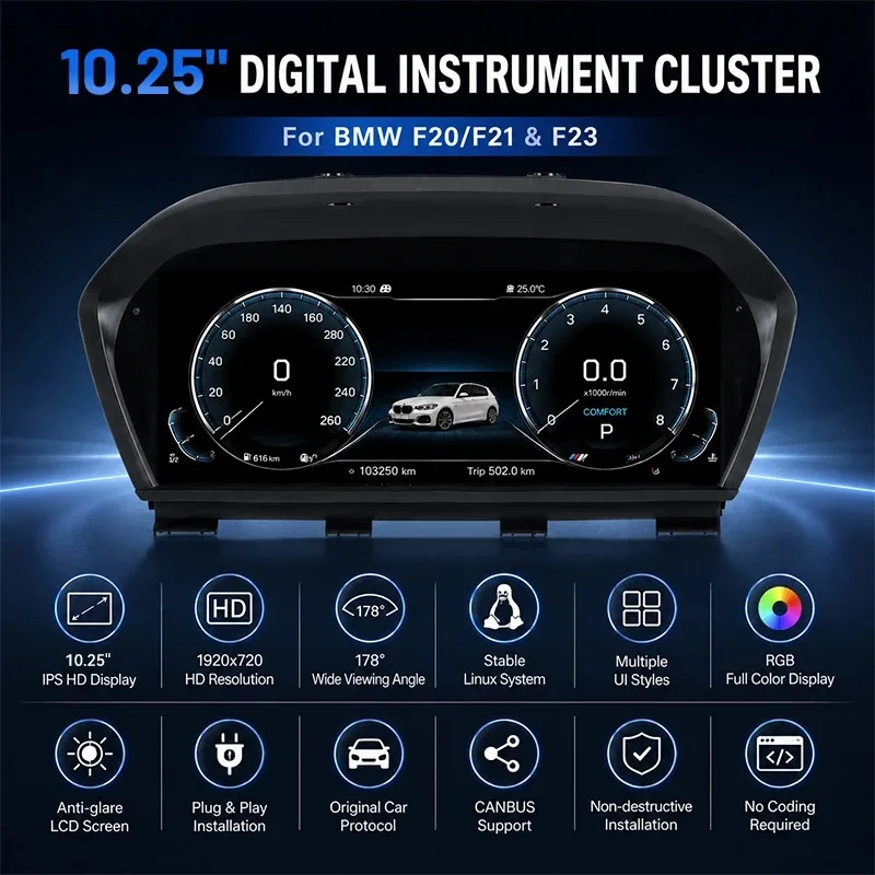 Digital Instrument Panel for BMW F20 Car Dashboard Screen LCD Cockpit Digital Cluster Upgrade Aftermarket Digital Cluster
