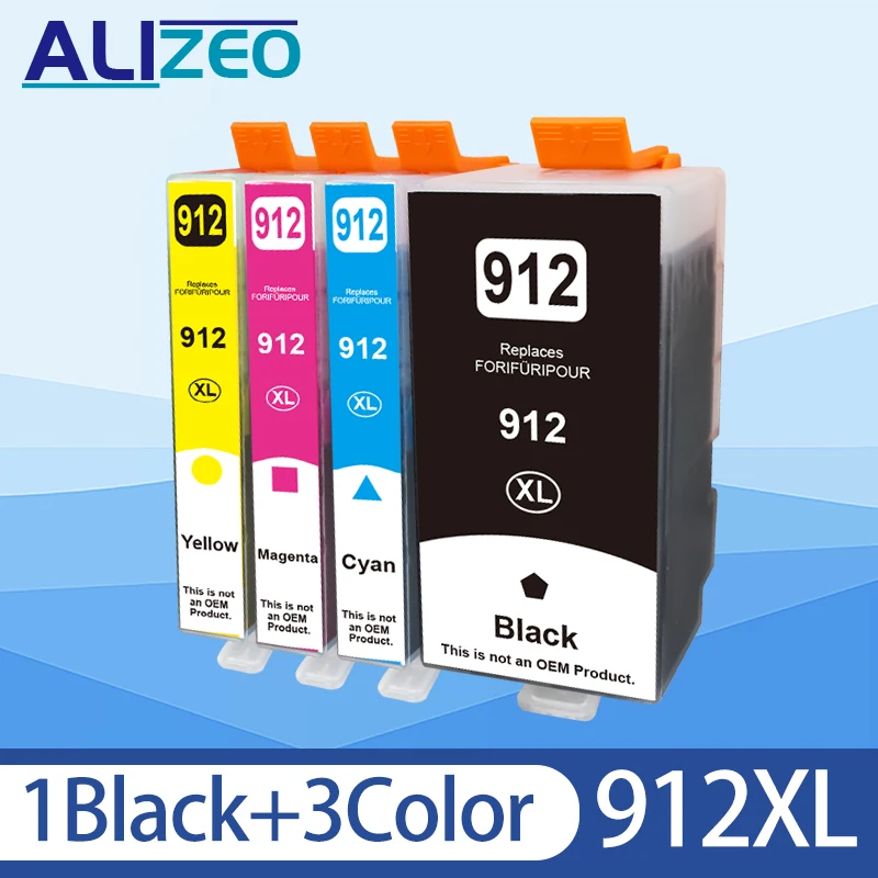 

ALIZEO 912 XL 912XL Compatible For HP912 Ink Cartridges For HP Officejet 8022 8025 8020 8024 8023 8010 8012 8014 8017 Printer
