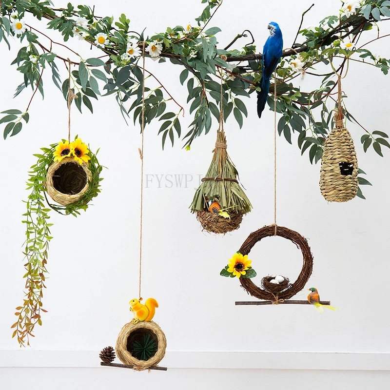 2PCS Creative Kindergarten Pendant Easter Bird Nest Wall Hanging Wall Decoration Pendant Home Decoration Wall Decoration Pendant