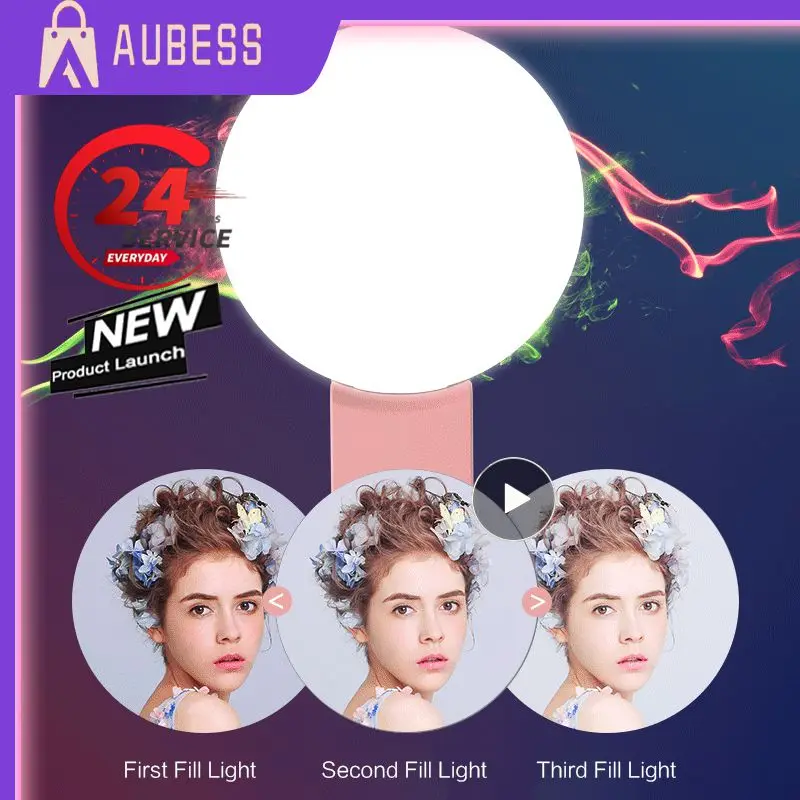 1 szt. Telefon komórkowy LED Selfie lampa pierścieniowa przenośna Mini trwała praktyczna trzy stopnie ściemnianie koło fotografia klip światło wypełniające