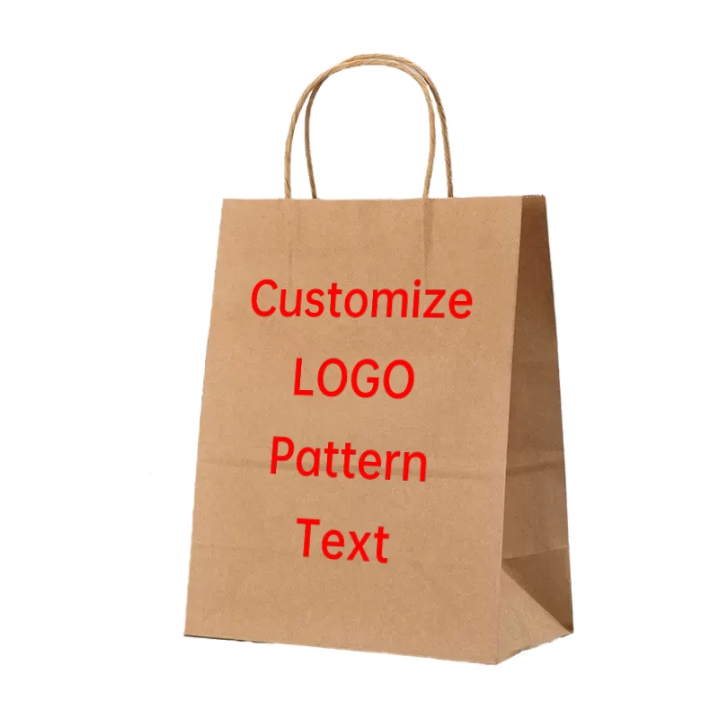 Kraft paper bag tote bag custom printed logo brown Personalized coffee takeaway white disposable packaging bag Gift bag