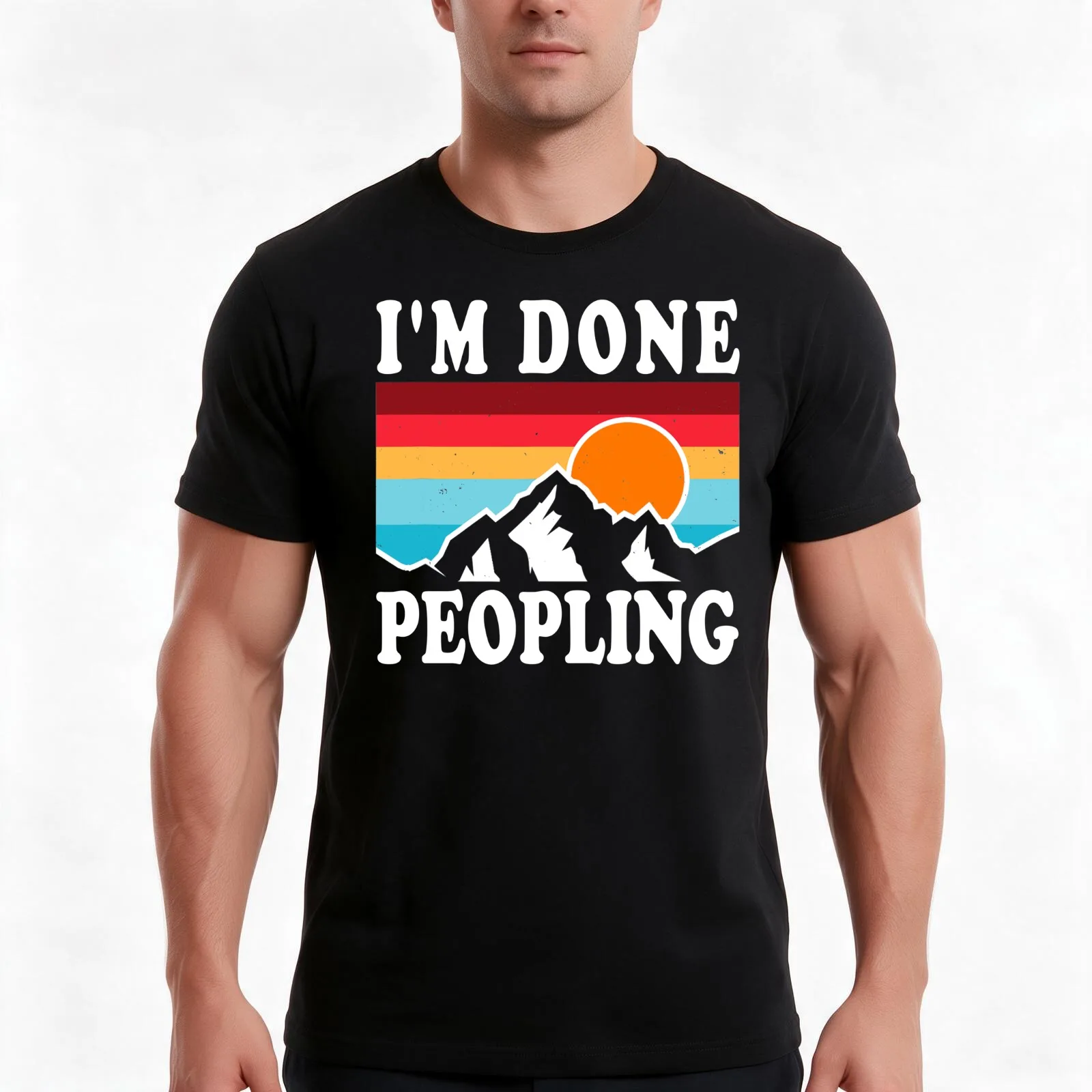 Im Done Peopling - Gift T-Shirt, Summer Casual Cotton Tee, Oversized Streetwear Tops, Vintage Graphic Print, Unisex Men Women