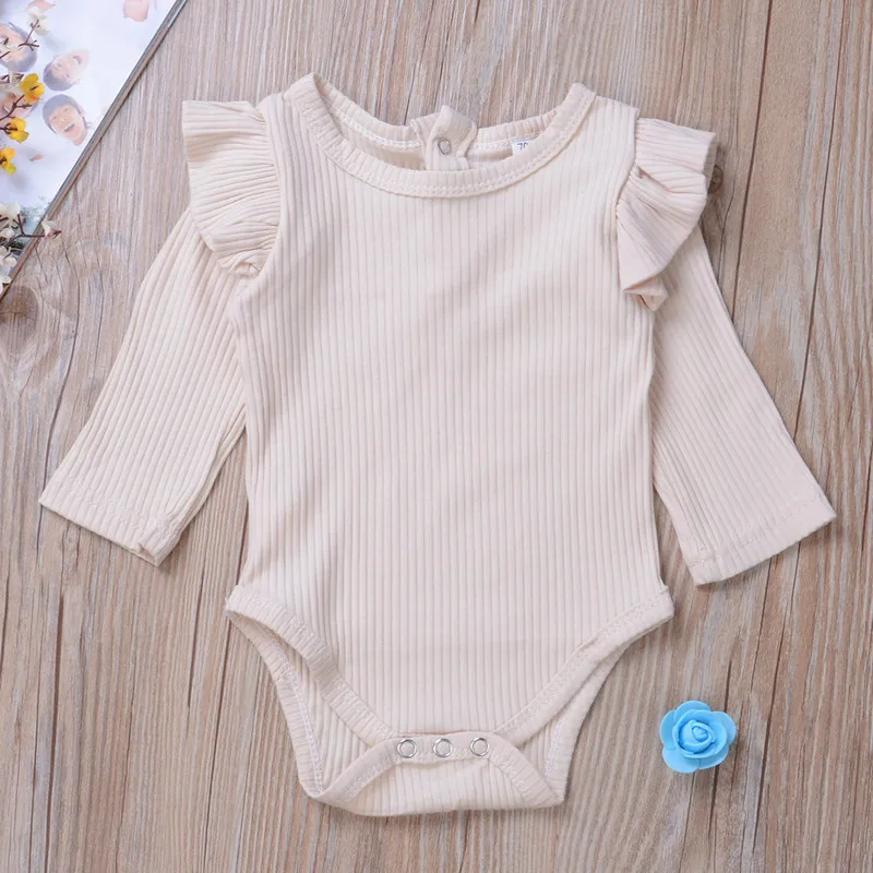 RUEWEY Newborn Baby Boy Girl Clothes Autumn Bodysuit Ruffles Long Sleeve Tops Jumpsuit Baby Items Clothing for Boy Girl Kids