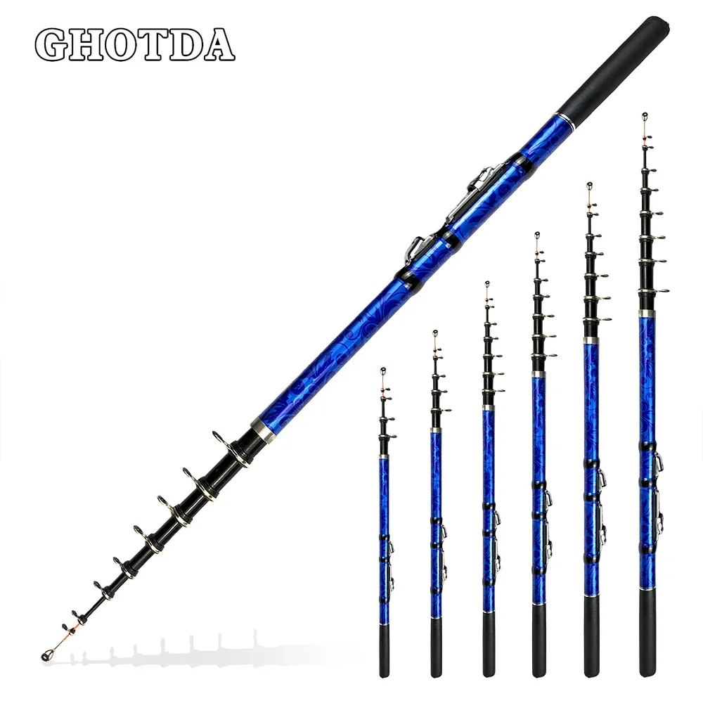 GHOTDA Mini Rock Fishing Rod Portable 1.5/1.8/2.1/2.4/2.7/3.0M Strong Carbon Fiber Telescopic Spinning Rod 