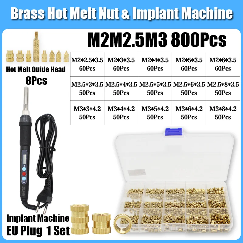 Messing Einsatz Mutter Lötkolben M2 M3 M4 M5 M6 M8 Hot Melt Guide Kopf Gerändelt Kupfer Muttern Einsätze Kunststoff 3D Drucker Zubehör – Detail 13