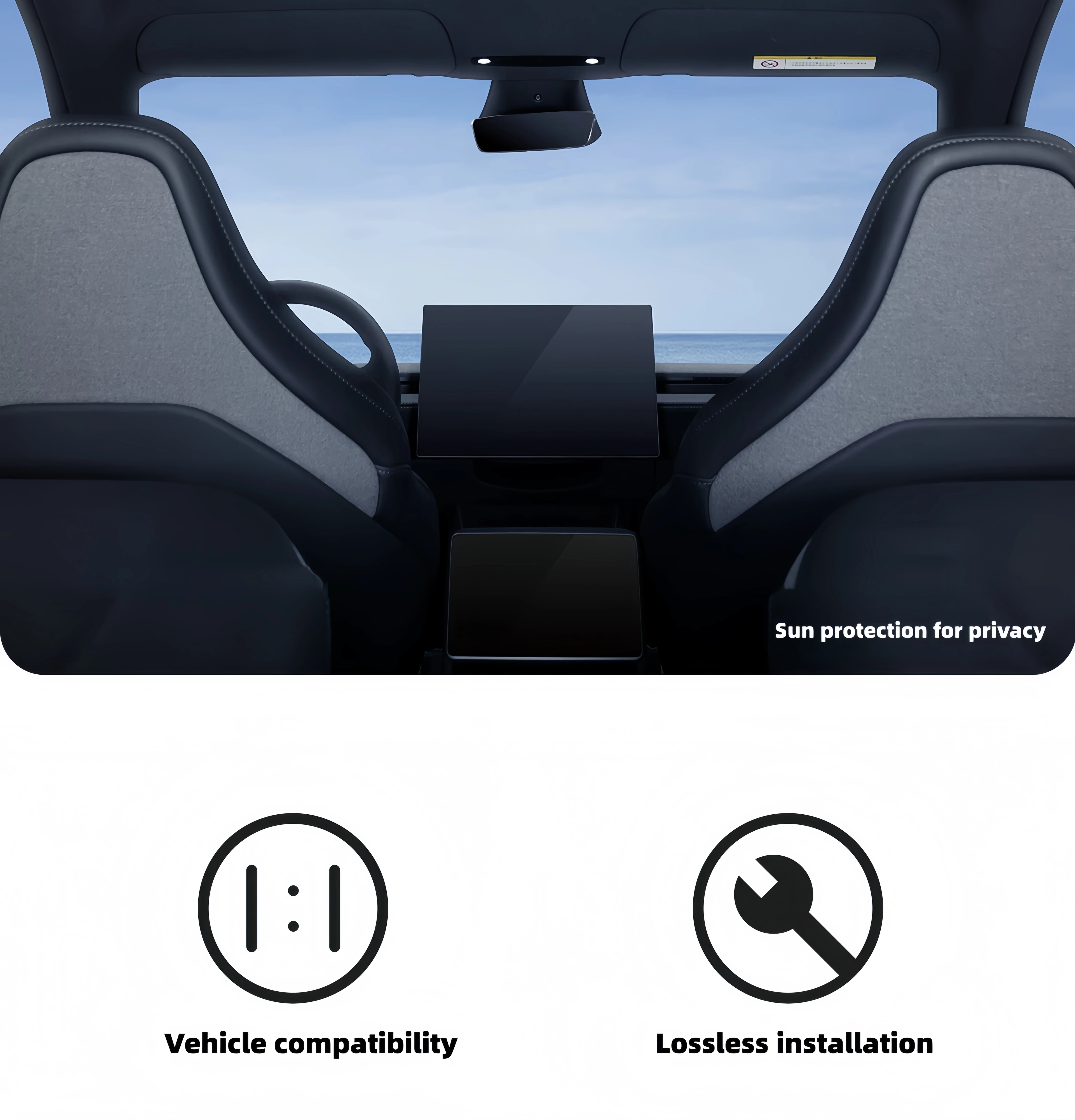 Für Model Y Yuniper /Model YL 2026+ Vorhang Auto-Dachisolierung Eiskristall UV-Schutz Wärmebarriere Deckenschutz – Detail 3