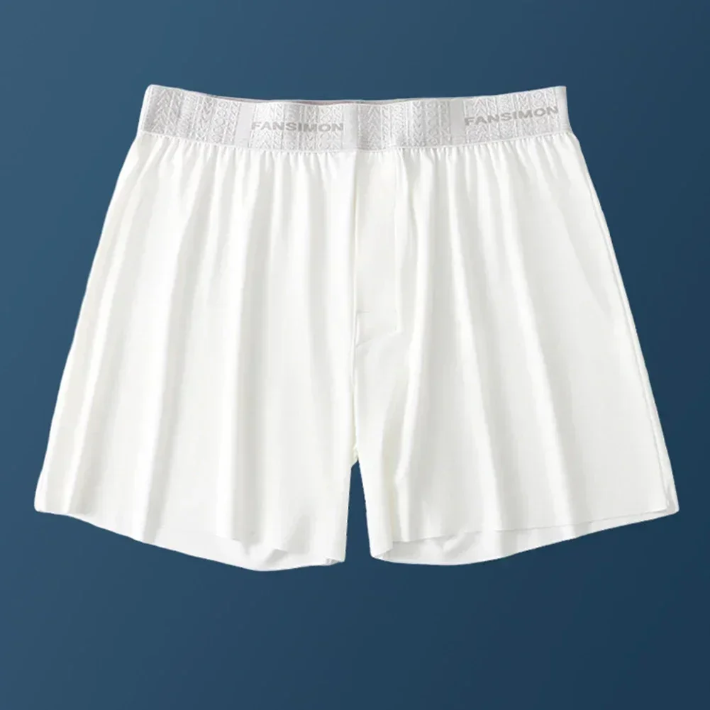 New Men Ice Silk Oversized Loose Solid Middle Waist Soft Shorts Brief Pouch Panties Lingerie Underwear Quick Drying Men's