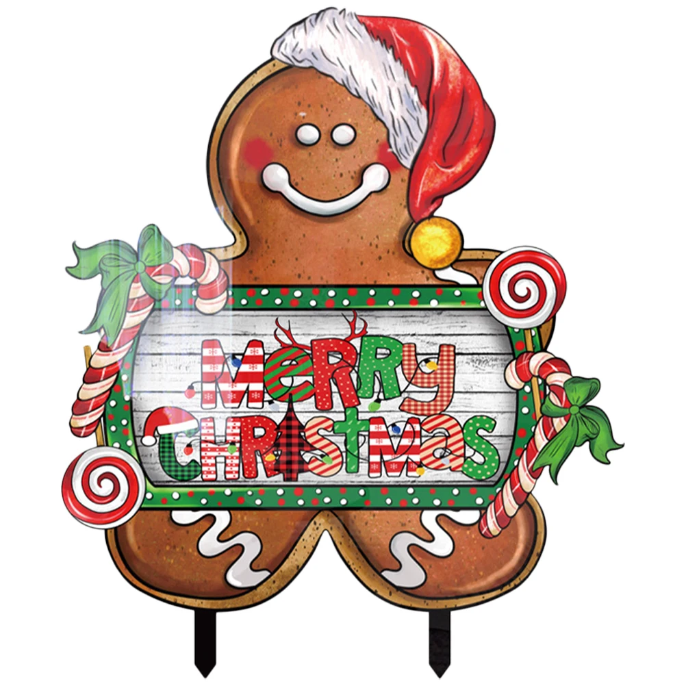

Gingerbread Man Decoration Card Insert Decorations Outdoor Garden Men Sign Signs Yard Christmas
