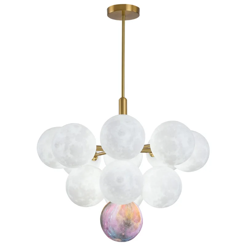 

Living room moon chandelier, creative bubble light, room bedroom main light, dining room children's room planet