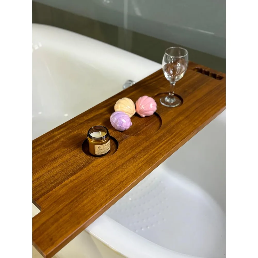 

Large Luxury Bathtub Tray with Handles - 35x12 Inch Wood Bath Caddy for Relaxation Spa Lovers