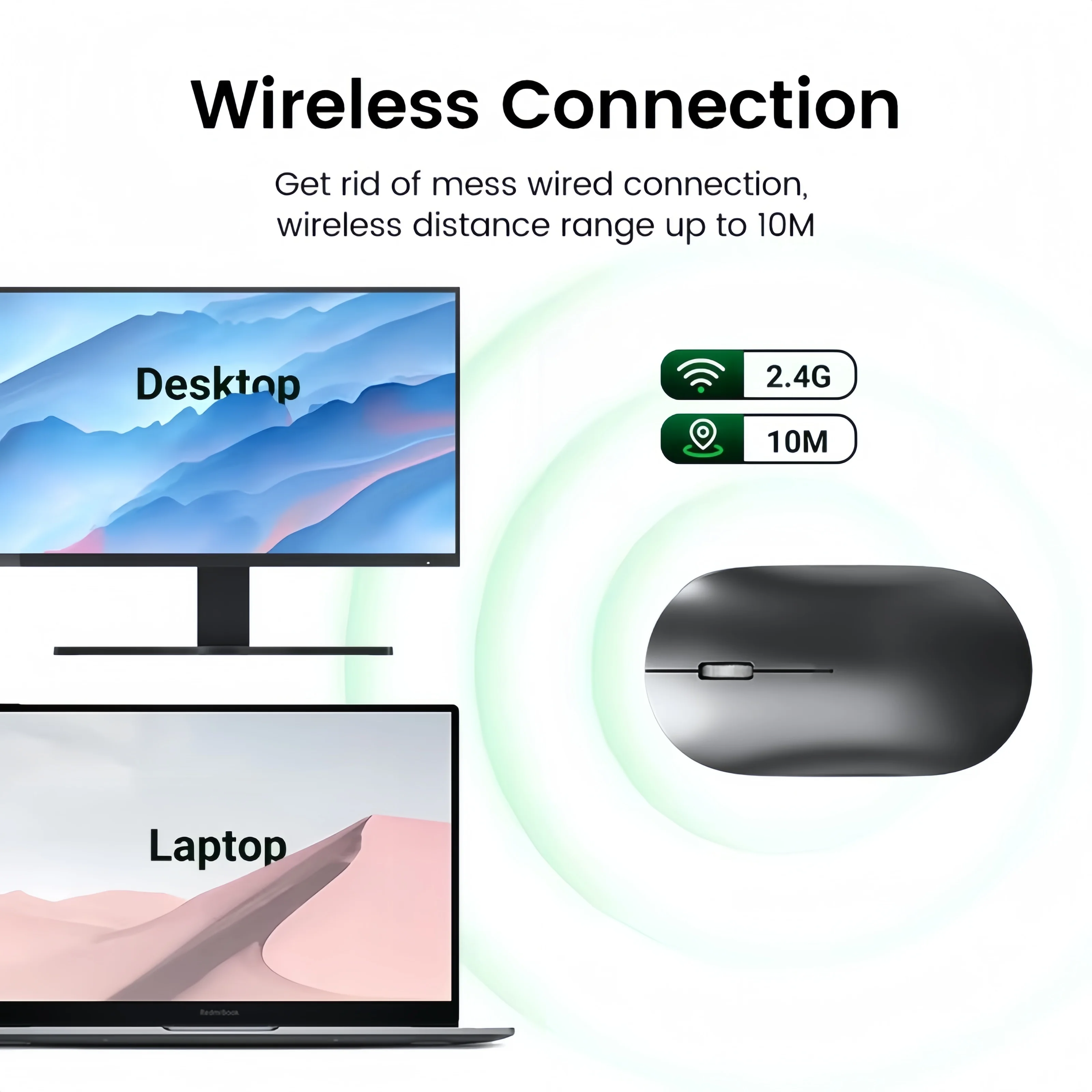 Беспроводная мышь 2,4G, бесшумная мышь, игровая USB-мышь, эргономичная мышь с разрешением 1600 точек на дюйм, Plug and Play для Windows, Mac OS, ПК, ноутбука