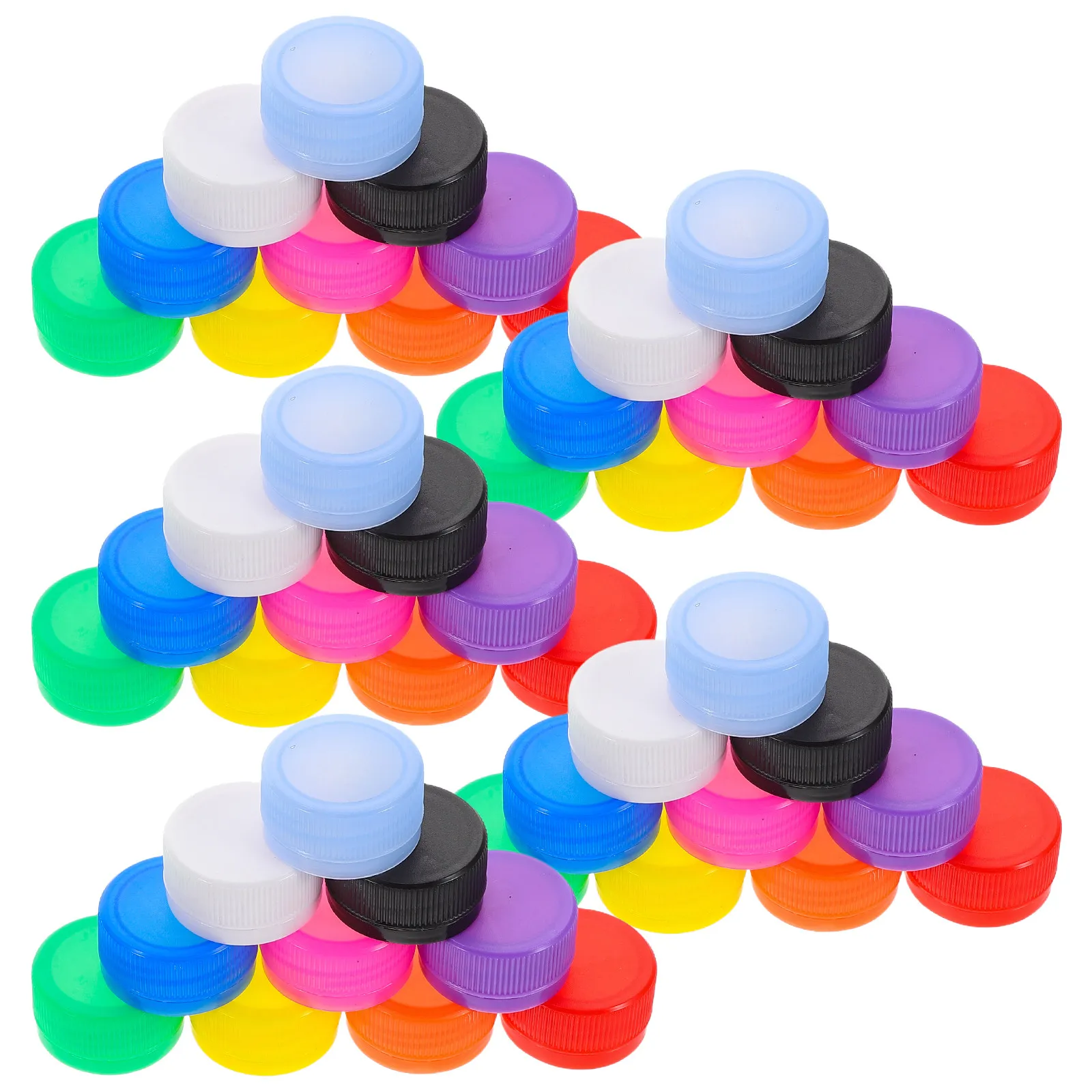 

100Pcs Mixed Color Plastic Bottle Caps Colorful Craft Supply for DIY Kindergarten Art Projects Creative Learning