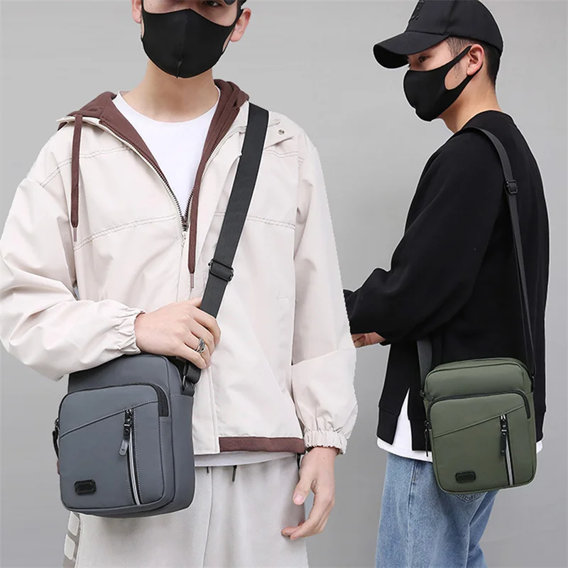 Men Shoulder Bag Crossbody Bag Casual Waterproof Nylon Zipper Pocket Handbag Fashion Casual Travel Male Bussiness Messenger Bags