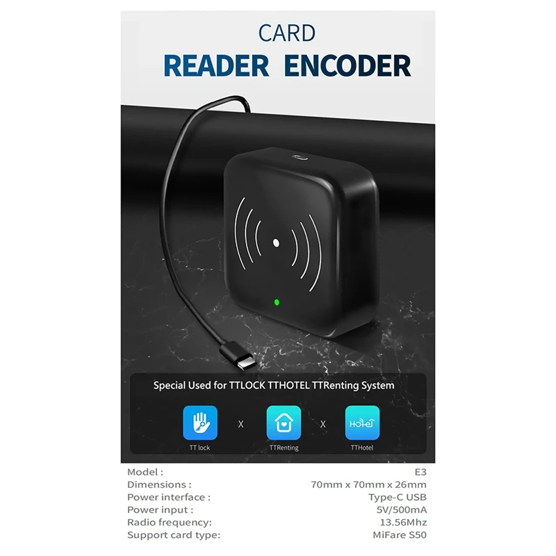 Кодировщик смарт-карт TTLOCK NFC 13,56M M1 IC Card Reader RFID-сканер чипов для TT Hotel TT Renting System Software Hotel