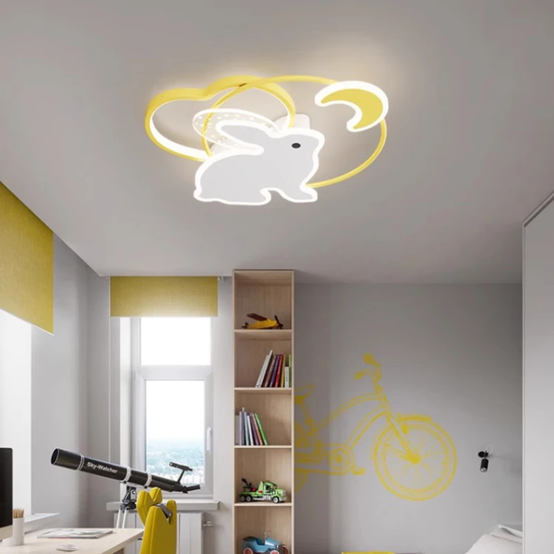 Imagem -03 - Modernas Lâmpadas de Teto Led para Quarto de Crianças Bonito Coelho de Jade Minimalista Criativo Quente Berçário Menino Menina Quarto