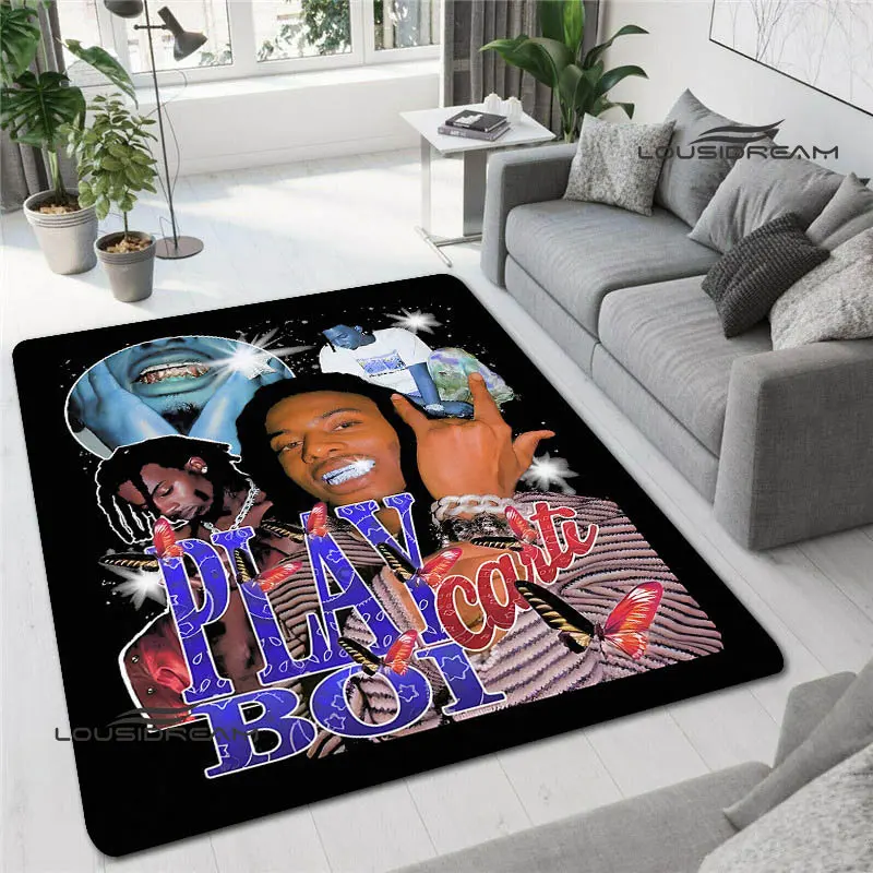 Hip -hop Playboi Carti Printing Carpet Fashion Yoga Cushion Anti -Slide Carpet in the living room bedroom birthday gifts