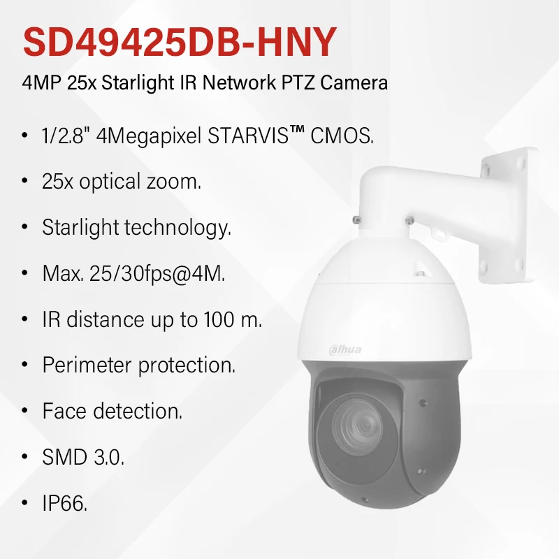 Dahua 4MP 25x Starlight Network PTZ Camera 5-125mm Face detection Perimeter protection IR SD49425DB-HNY Replace SD49425GB-HNR
