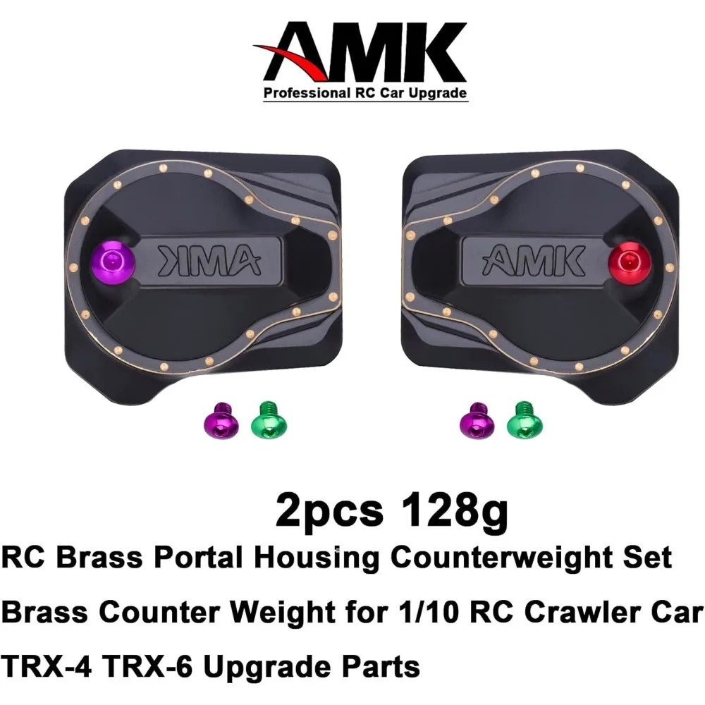 AMK TRX4 Portal Axle Housing Brass Diff Cover with Oiling Hole, Front and Rear Axle Housing Covers for 1/10 RC Crawler Car TRX4