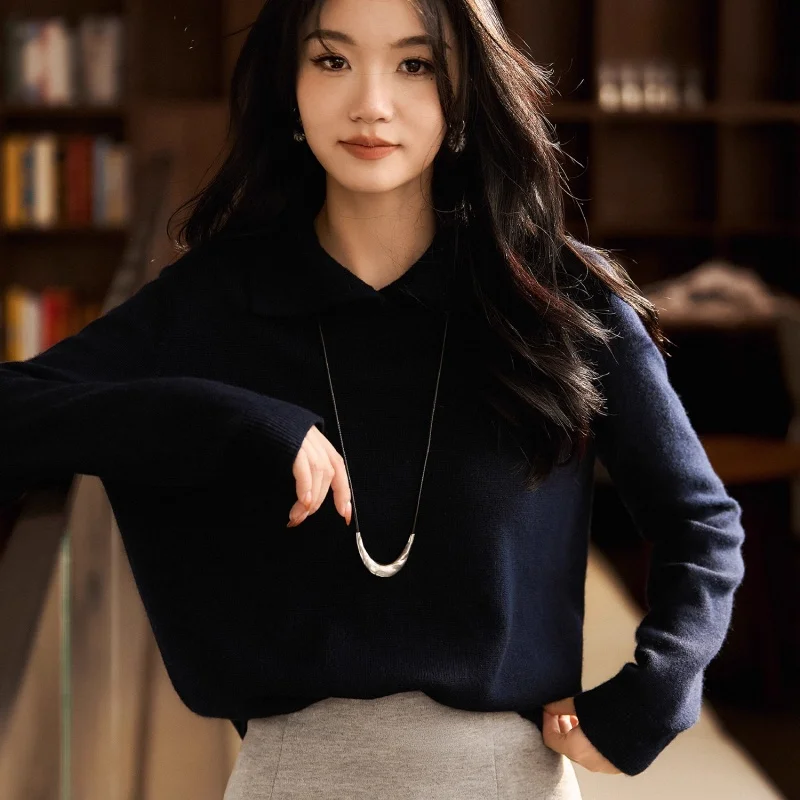 Birdtree، 90% صوف الأغنام 10% سترة الكشمير المعنقة، المرأة محبوك الدفء التلبيب القمم، قميص كامل الأكمام، 2025 بلوفر شتوي T5D507JF #2