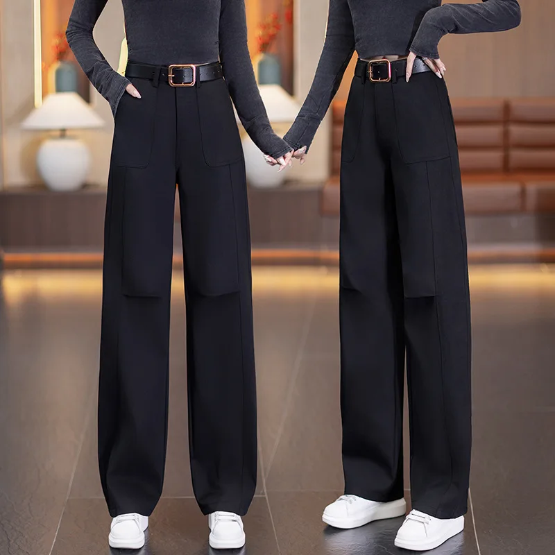 السراويل البضائع واسعة الساق للنساء، الخريف جديد الساخن بيع عالية الخصر التخسيس السراويل المستقيمة الساق، التنقل Scim تنوعا #2